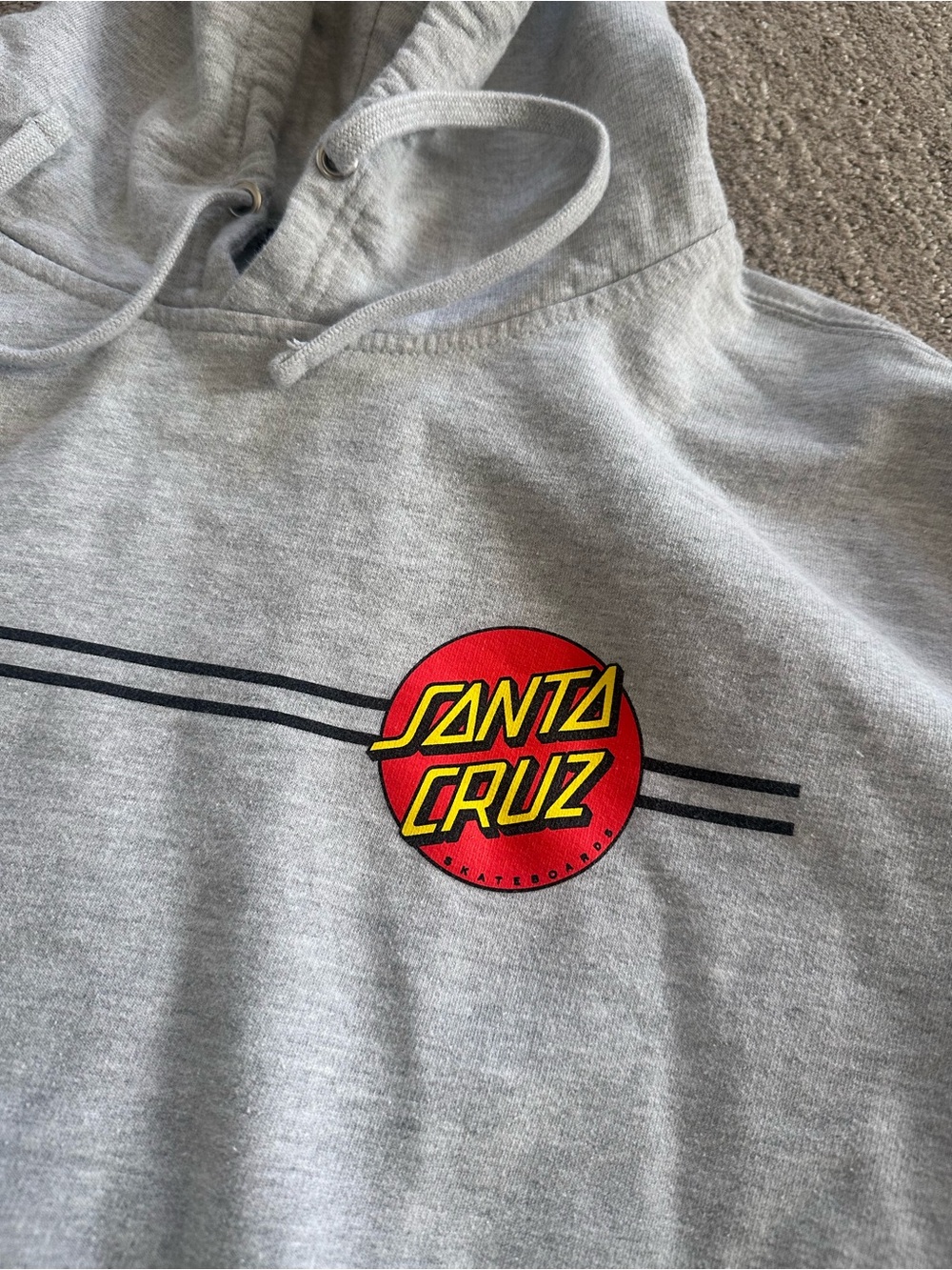 Santa Cruz Skateboards Light Gray Hoodie with Red & Yellow Logo